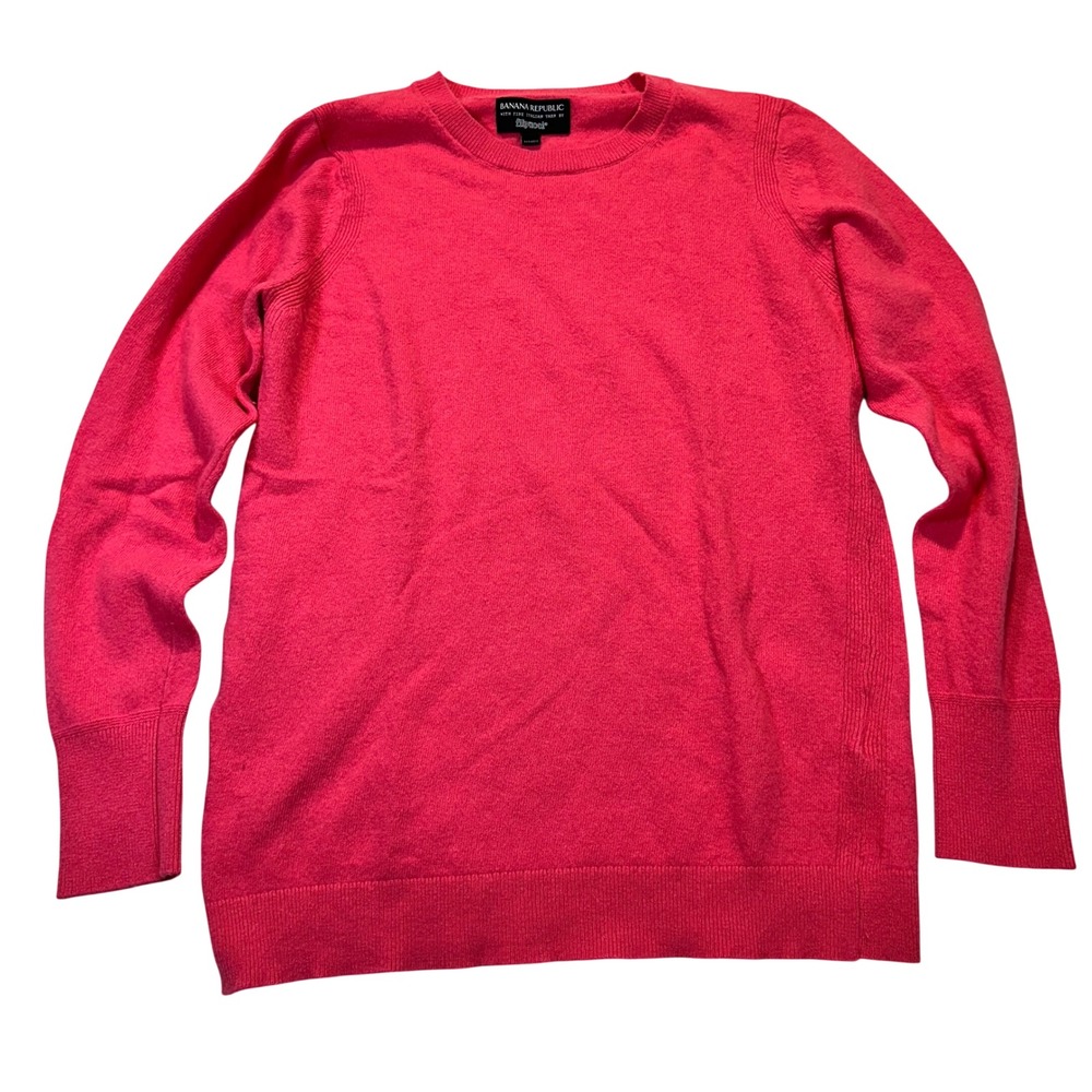 Banana Republic Sweater Womens Medium Pink Merino Cashmere Blend Classic Preppy‎